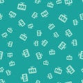 Green Currency exchange icon isolated seamless pattern on green background. Cash transfer symbol. Banking currency sign