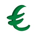 Green currency sign. Sign of euro. Vector illustration