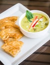 Green curry chicken soup with nan Royalty Free Stock Photo