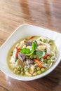 Green curry chicken with thai Rice Noodles, Thai Food