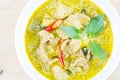 Green curry Chicken, Thai traditional and popular food, Green cu