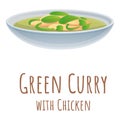 Green curry icon, cartoon style Royalty Free Stock Photo
