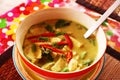 Green curry thai soup with chicken