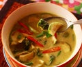 Green curry thai soup with chicken