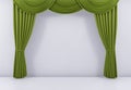 Green curtain or drapes background. 3d render Royalty Free Stock Photo