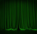 Green curtain in theater.