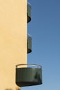 Green curved functionalism style balconys Stockholm Royalty Free Stock Photo