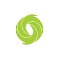 Green curves circles 3d rotation shape logo vector