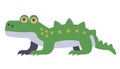 Green cute baby crocodile croc vector kids style cartoon illustration