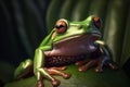 Green cute frog leaf. Generate Ai