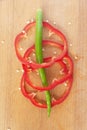 Green and cutted red pepper Royalty Free Stock Photo