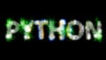 green cybernetic text PYTHON with noise distortion, isolated - object 3D illustration