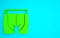 Green Cycling shorts icon isolated on blue background. Minimalism concept. 3d illustration 3D render
