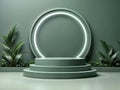 Green cylindrical podium or pedestal. Product presentation platform. Royalty Free Stock Photo