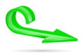 Green 3d arrow, curled up