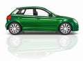 Green 3D Hatchback Car Illustration Isolated Royalty Free Stock Photo