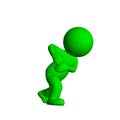 Green 3D People - Pull something - on white background