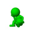 Green 3D People - Think - on white background