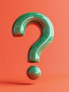 Green 3D question mark on an orange background. Royalty Free Stock Photo