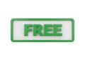 Green 3d text free button with white background Royalty Free Stock Photo