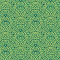 Green damask botanical ornament seamless vector pattern