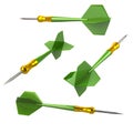 Green darts arrows 3d illustration Royalty Free Stock Photo