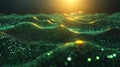 Green data waves flowing, illuminated, abstract background, tech presentation