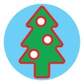 Green decorated tree, icon