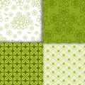 Green decorative floral wallpaper pattern set Royalty Free Stock Photo
