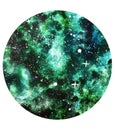 Green deep galaxy watercolor circle illustration