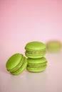 Green and delicious mocha flavored macaron dessert