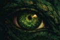 Green demon eye reptile. Generate Ai