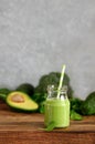 Green detox smoothies with spinach and avocado Royalty Free Stock Photo