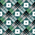 Green diagonal fabric texture tartan seamless pattern. Vector illustration. eps10 Royalty Free Stock Photo