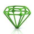 Green diamond icon 3d illustration Royalty Free Stock Photo