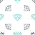 Green Diamond icon isolated seamless pattern on white background. Jewelry symbol. Gem stone. Vector Royalty Free Stock Photo