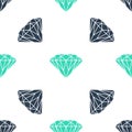 Green Diamond icon isolated seamless pattern on white background. Jewelry symbol. Gem stone. Vector Royalty Free Stock Photo