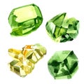 Green diamond rock jewelry mineral. Isolated illustration element. Royalty Free Stock Photo