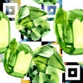 Green diamond rock jewelry mineral. Seamless background pattern. Royalty Free Stock Photo