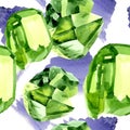 Green diamond rock jewelry mineral. Seamless background pattern. Royalty Free Stock Photo