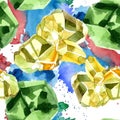 Green diamond rock jewelry mineral. Seamless background pattern. Royalty Free Stock Photo