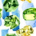Green diamond rock jewelry mineral. Seamless background pattern. Royalty Free Stock Photo