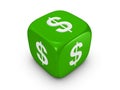 Green dice with dollar sign