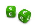 Green dice with euro sign