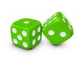Green dice on white background Royalty Free Stock Photo
