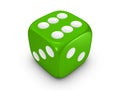 Green dice on white background