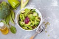 Green diet vegetable salad with peas, broccoli, avocado and pump Royalty Free Stock Photo