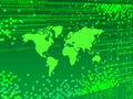 GREEN Digital background with GREEN pixels OVER WOLD MAP Royalty Free Stock Photo