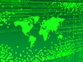 GREEN Digital background with pixels OVER WOLD MAP Royalty Free Stock Photo