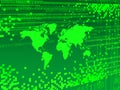 GREEN Digital background with pixels OVER WOLD MAP